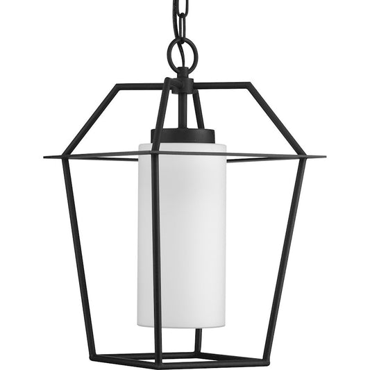 Progress Lighting Chilton 1-Lt Black/Opal Outdoor Hanging Light