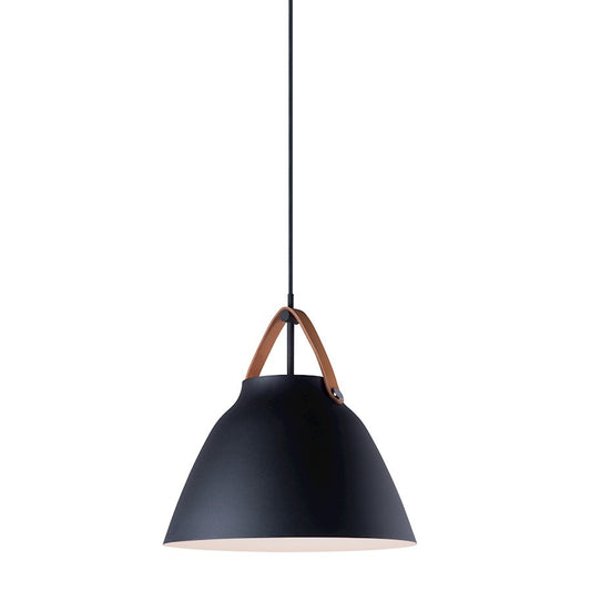 Maxim Lighting Nordic 1-Light Small Pendant, Tan Leather/Black - 11356TNBK