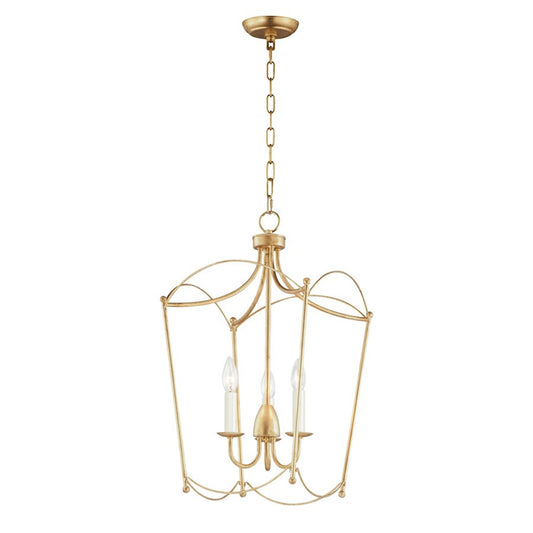 Maxim Plumette 3-Light Pendant | French Country Gold Leaf Steel | Kitchen Island & Dining Room | 14 x 24 in | Model MX12163GL