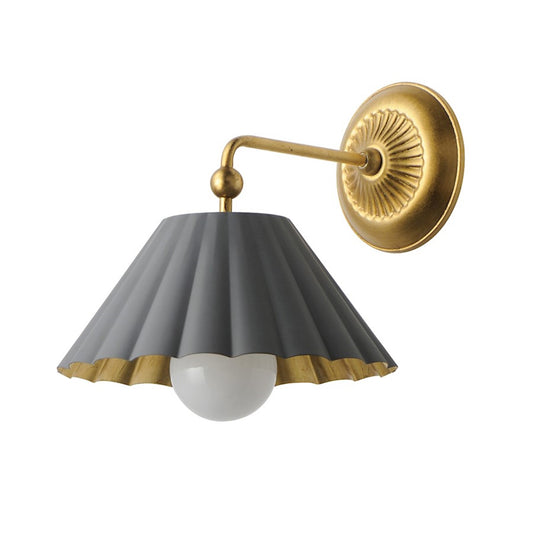 Maxim Primrose 1-Light Wall Sconce | Dark Grey and Gold Leaf Steel | Bedroom & Hallway Accent Light | 10 x 11 in | Model MX18051DGGL