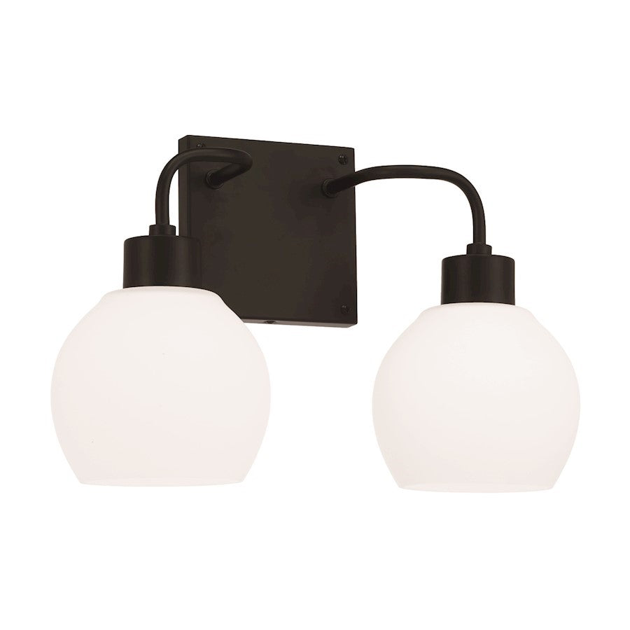 OPEN BOX:HomePlace Lighting Tanner 2 Light Vanity, Black/Soft White