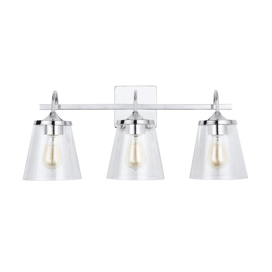 OPEN BOX: Capital Lighting 3-Light Vanity, Chrome/Clear Seeded