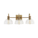 OPEN BOX:Capital Lighting 3-Light Vanity, Aged Brass/Clear - 139133AD-497