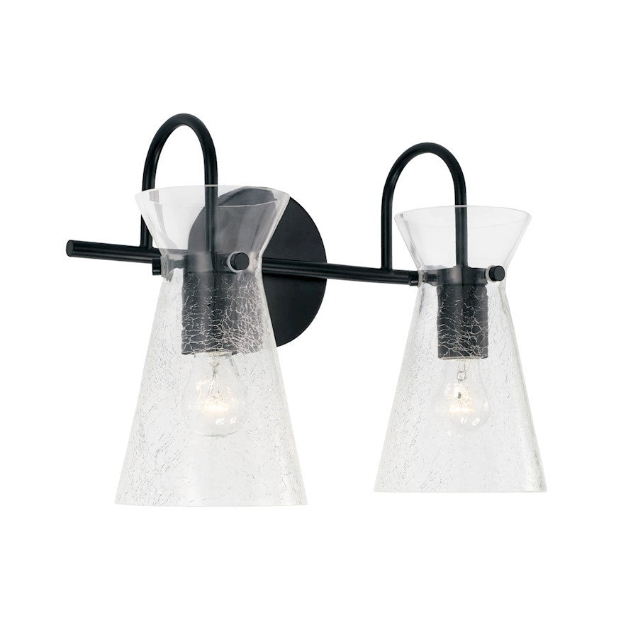 OPEN BOX ITEM: Capital Lighting Mila 2 Light Vanity, Black/Crackle - CL142421MB