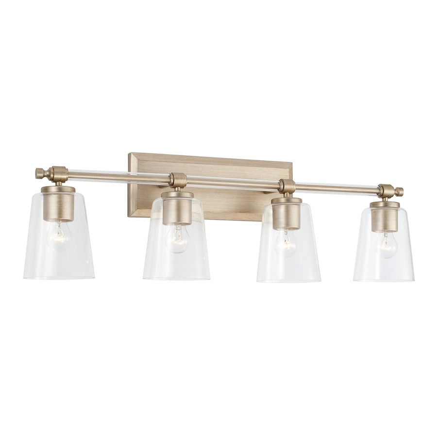 OPEN BOX:Capital Lighting Breigh 4 Light Vanity, Brushed Champagne/Clear