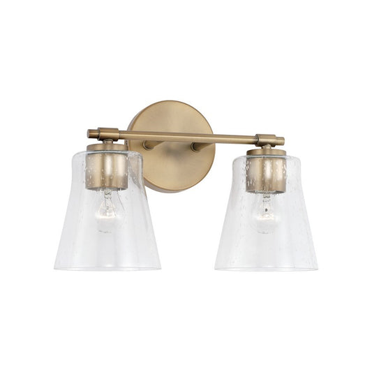 OPEN BOX: Capital Lighting Baker 2 Light Vanity, Brass/Seeded - CL146921AD-533