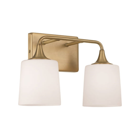 OPEN BOX ITEM: Presley 2 Light Vanity, Brass/White