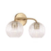 OPEN BOX:Capital Lighting Dolan 2 Light Vanity, Brass/Clear Ribbed