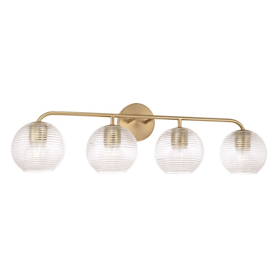 OPEN BOX: Capital Lighting Dolan 4 Light Vanity, Brass/Ribbed