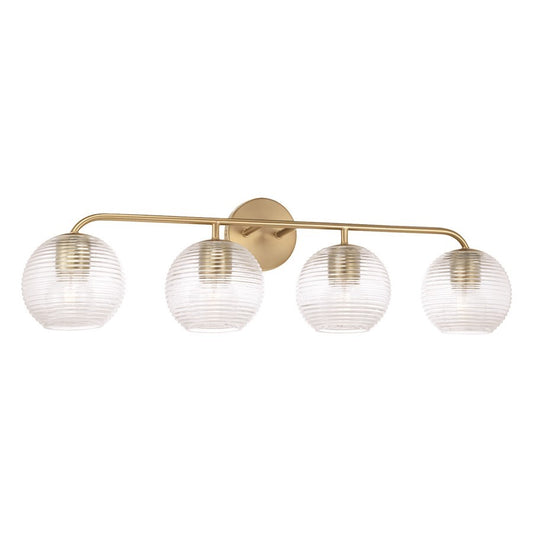 OPEN BOX: Capital Lighting Dolan 4 Light Vanity, Brass/Ribbed