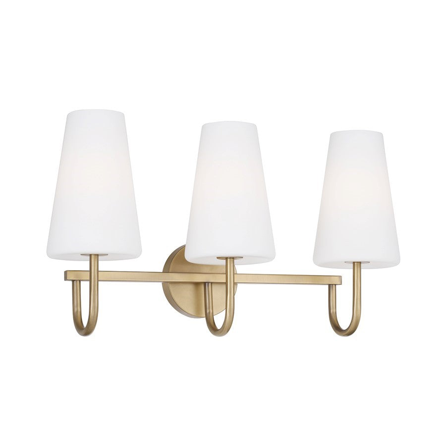 OPEN BOX ITEM: Capital Averitt 3 Light Vanity, Brass/White - 155231AD-550