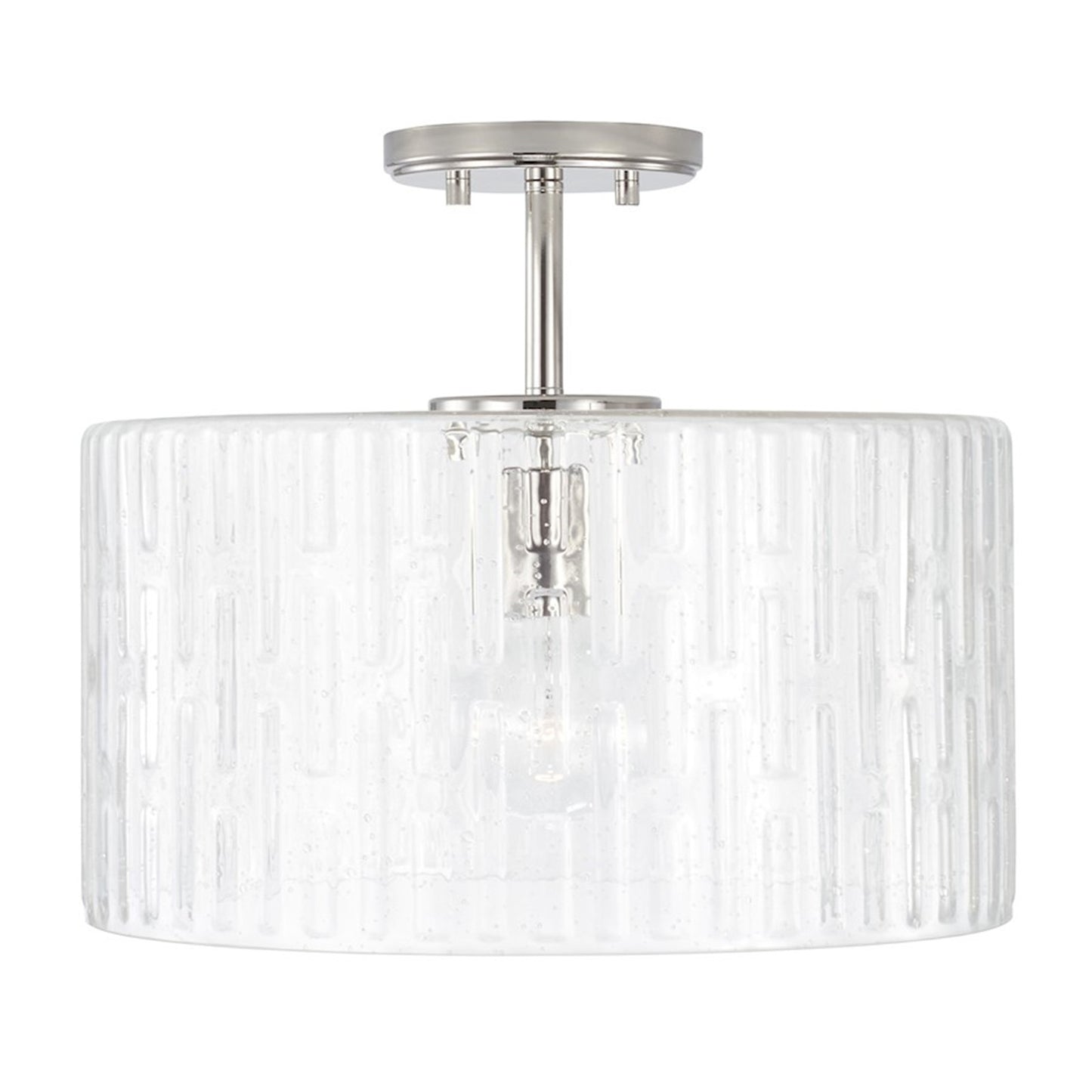OPEN BOX: Capital Lighting Emerson 15in 1-Light Semi-Flush Mount | Polished Nickel and Seeded Glass | Foyer & Dining Room | Model CL241311PN