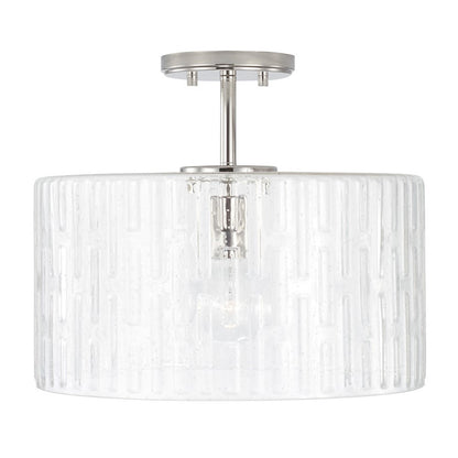OPEN BOX: Capital Lighting Emerson 15in 1-Light Semi-Flush Mount | Polished Nickel and Seeded Glass | Foyer & Dining Room | Model CL241311PN