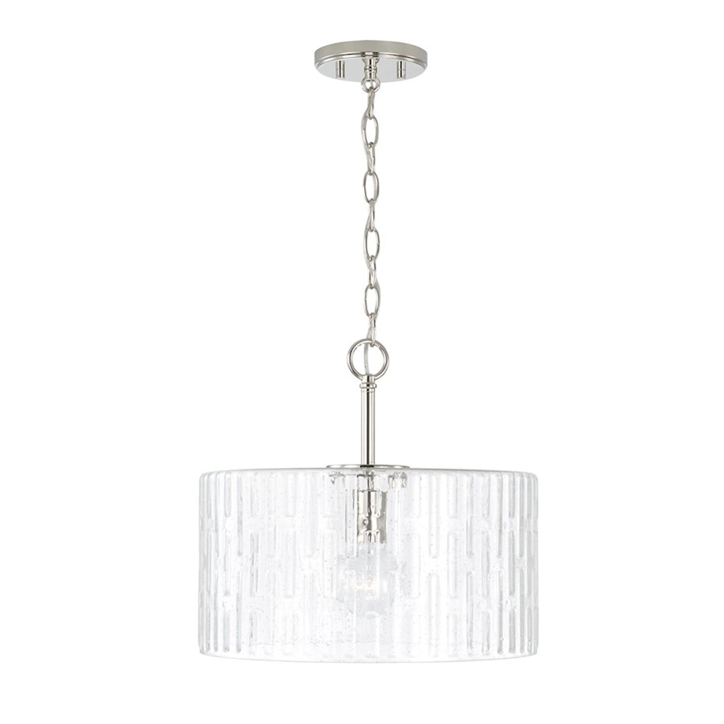 OPEN BOX: Capital Lighting Emerson 15in 1-Light Semi-Flush Mount | Polished Nickel and Seeded Glass | Foyer & Dining Room | Model CL241311PN