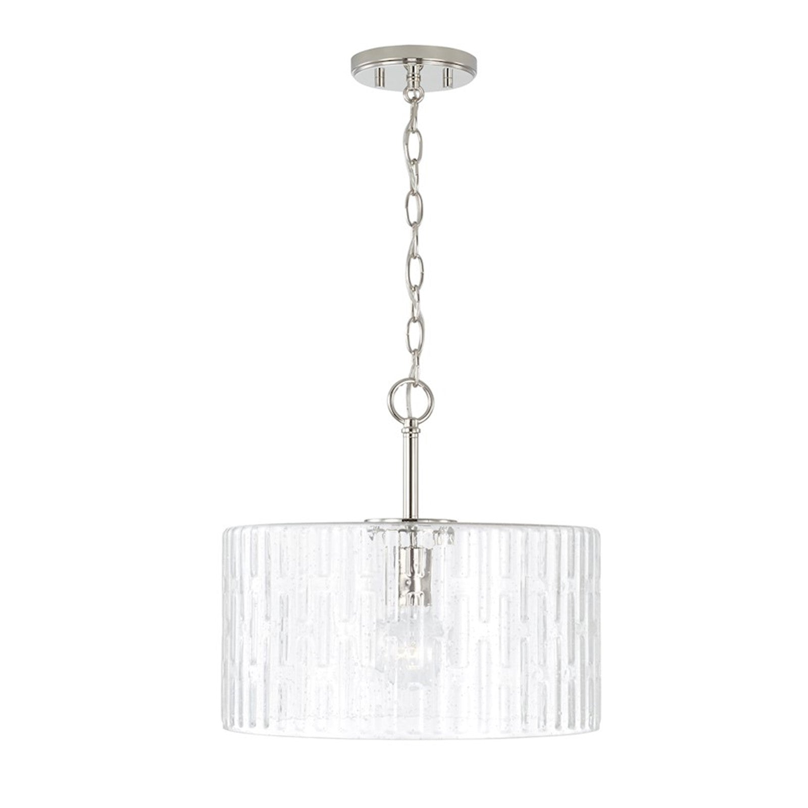 OPEN BOX: Capital Lighting Emerson 15in 1-Light Semi-Flush Mount | Polished Nickel and Seeded Glass | Foyer & Dining Room | Model CL241311PN