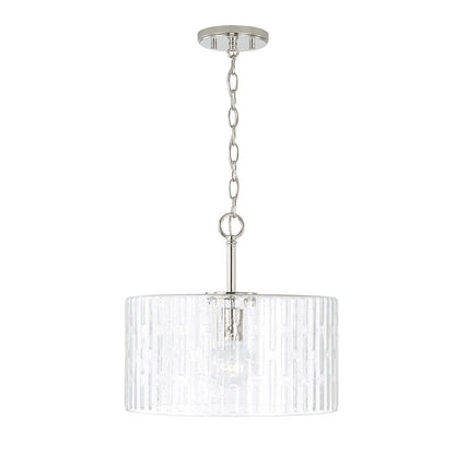 OPEN BOX: Capital Lighting Emerson 15in 1-Light Semi-Flush Mount | Polished Nickel and Seeded Glass | Foyer & Dining Room | Model CL241311PN