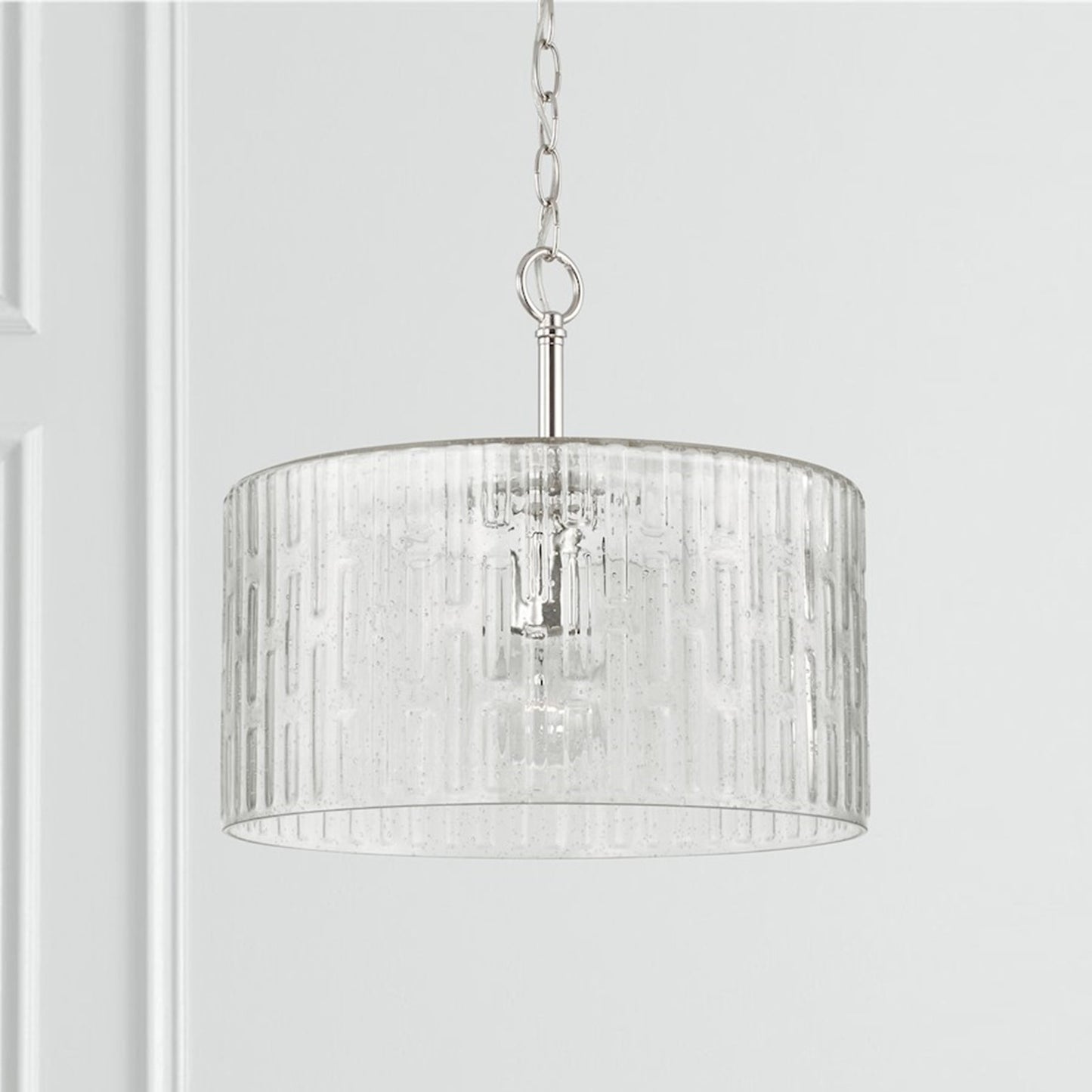 OPEN BOX: Capital Lighting Emerson 15in 1-Light Semi-Flush Mount | Polished Nickel and Seeded Glass | Foyer & Dining Room | Model CL241311PN