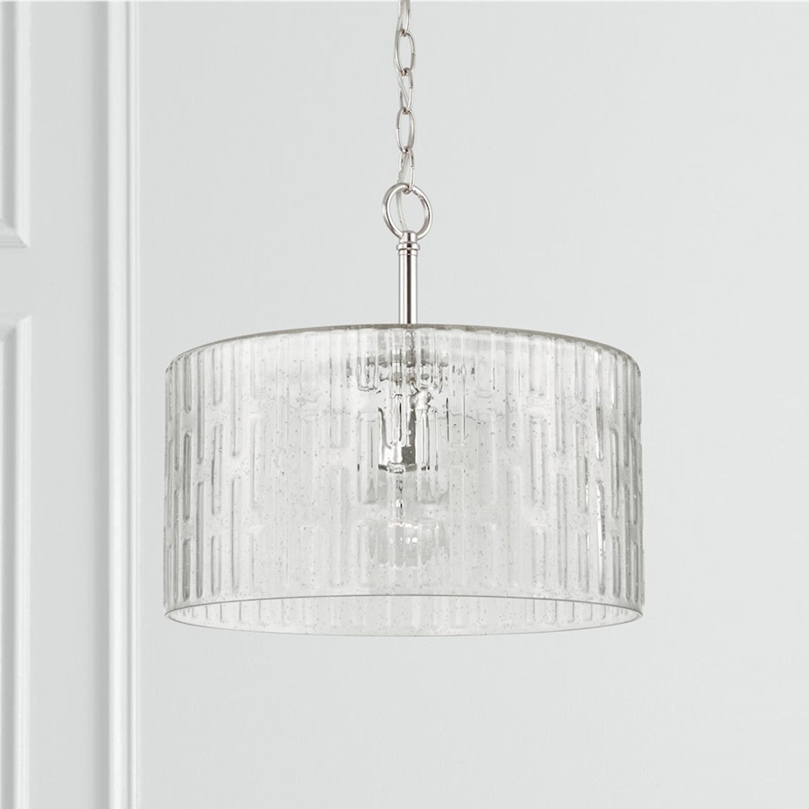 OPEN BOX: Capital Lighting Emerson 15in 1-Light Semi-Flush Mount | Polished Nickel and Seeded Glass | Foyer & Dining Room | Model CL241311PN