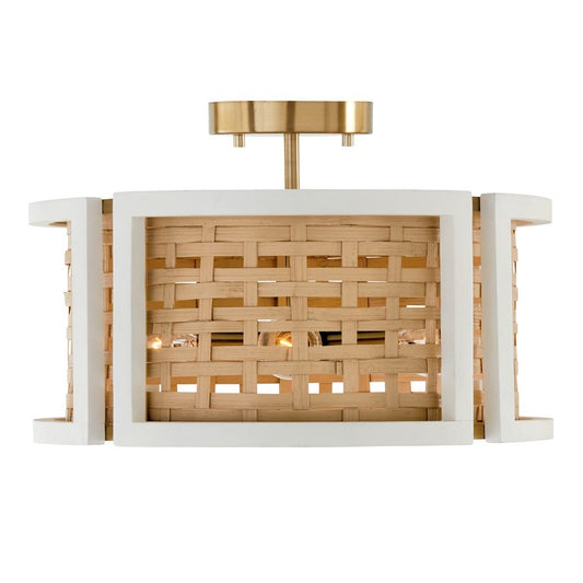 OPEN BOX ITEM: Capital Lola 4 Light Semi Flush, Flat White/Brass