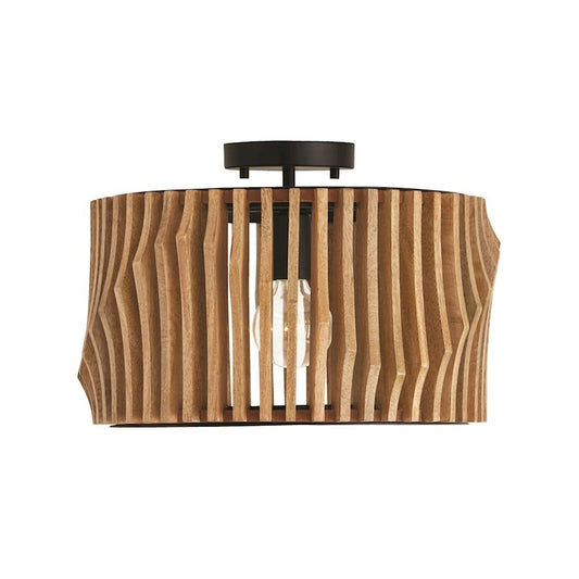 OPEN BOX:Capital Lighting Archer 1 Light Semi Flush Mount, Wood/Black - 244632WK