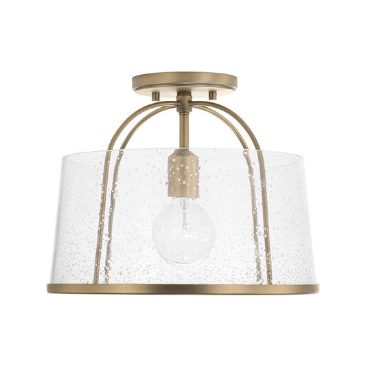 OPEN BOX: Capital Lighting Madison 1 Light Semi Flush, Aged Brass - 247011AD
