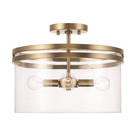 OPEN BOX ITEM: HomePlace Fuller 4 Light Semi Flush, Brass/Clear - 248741AD