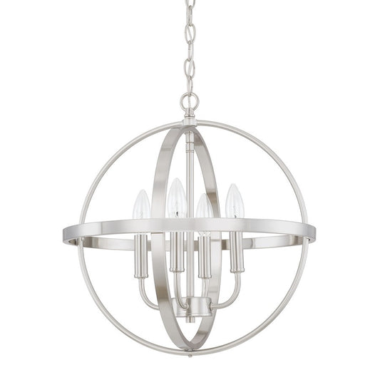 OPEN BOX: HomePlace by Capital Lighting 4 Light Pendant, Nickel - CL317541BN