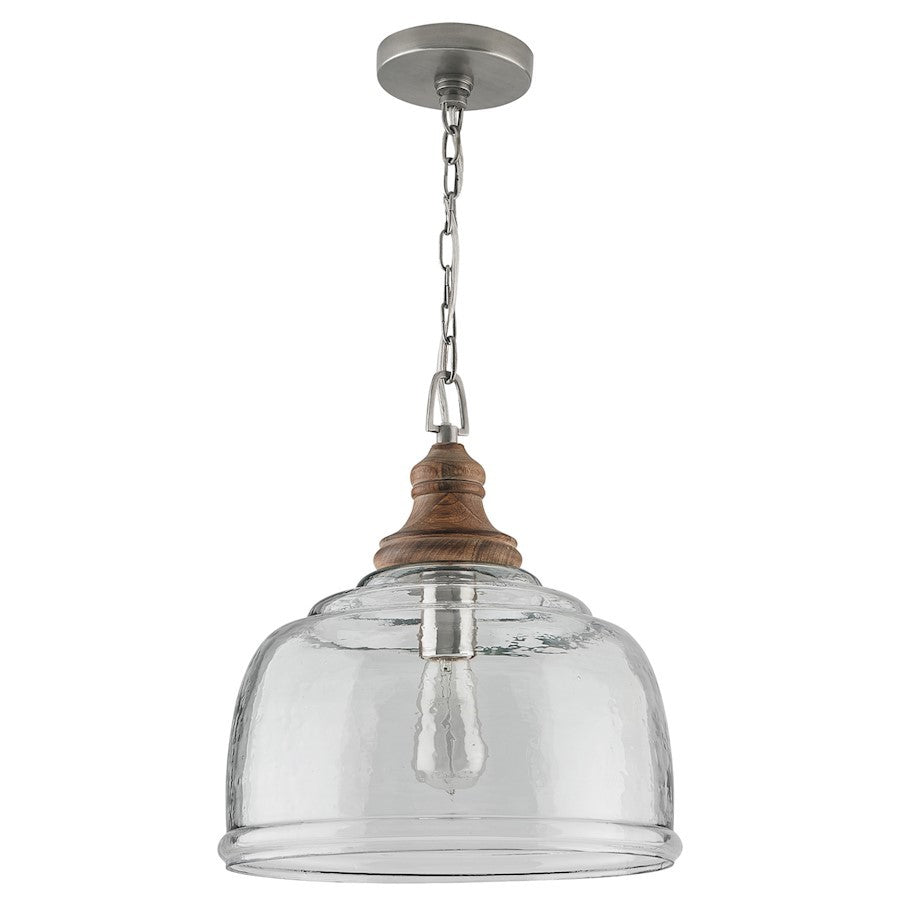 OPEN BOX: Capital Lighting Julian 1 Light Pendant, Grey Wash/Clear Ripped