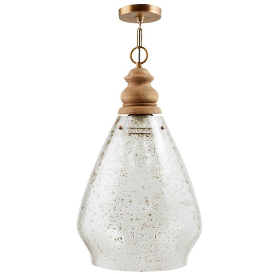 OPEN BOX: Capital 1 Light Teardrop Pendant, Wood/Patinaed Brass
