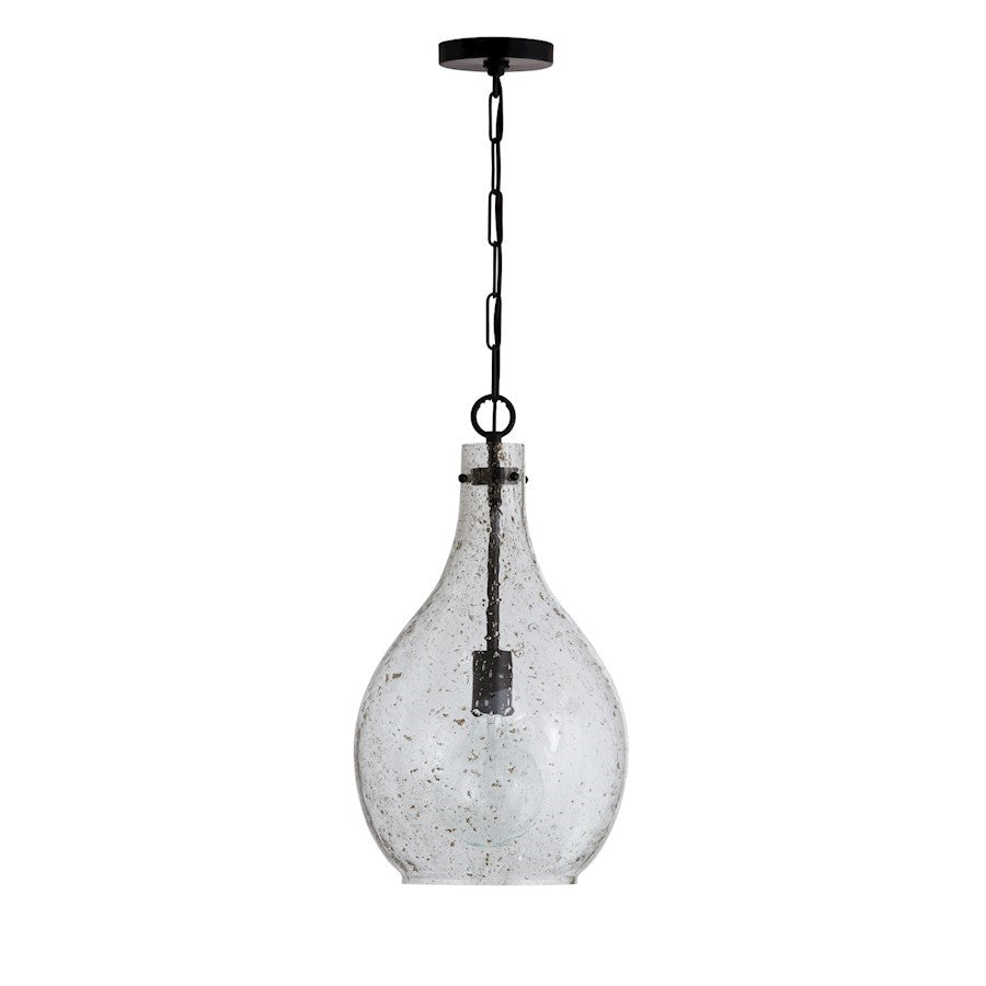 OPEN BOX: Capital Lighting 1 Light Pendant, Black/Stone Seeded - 333813MB-472