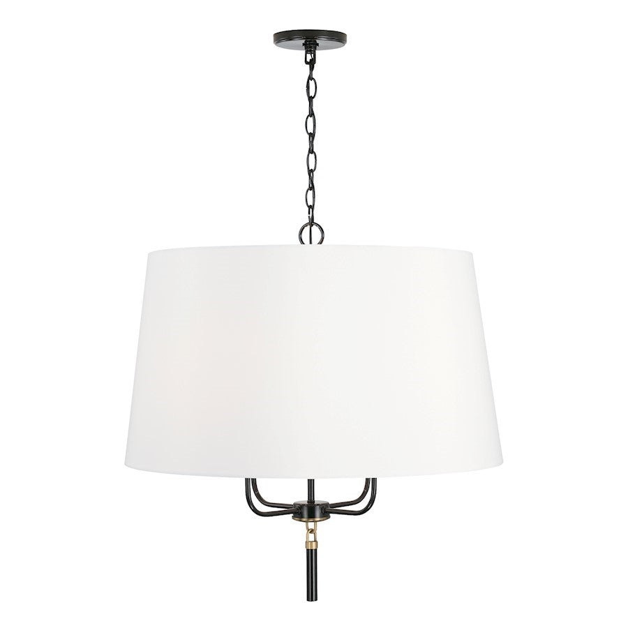 OPEN BOX: Capital Lighting Beckham 4 Light Pendant, Glossy Black/Aged Brass