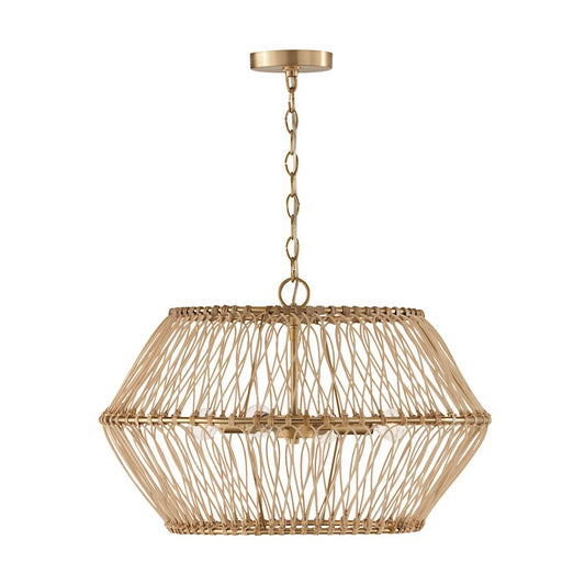 OPEN BOX: Capital Lighting Wren 4 Light Pendant, Brass/Natural