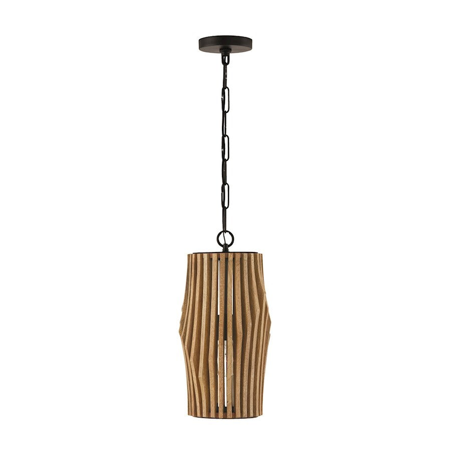 OPEN BOX: Capital Lighting Archer 1 Light Pendant, Wood/Black - 344613WK