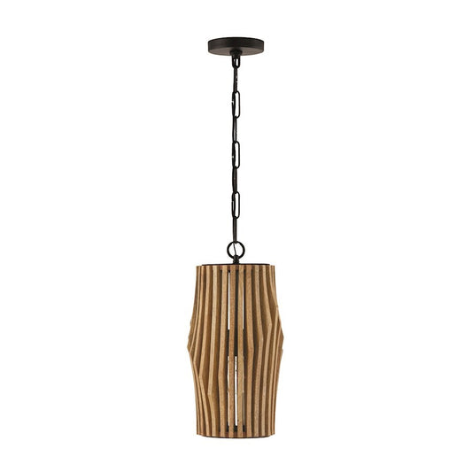 OPEN BOX: Capital Lighting Archer 1 Light Pendant, Wood/Black - 344613WK