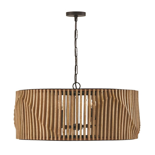 OPEN BOX: Capital Lighting Archer 6 Light Pendant, Wood/Black