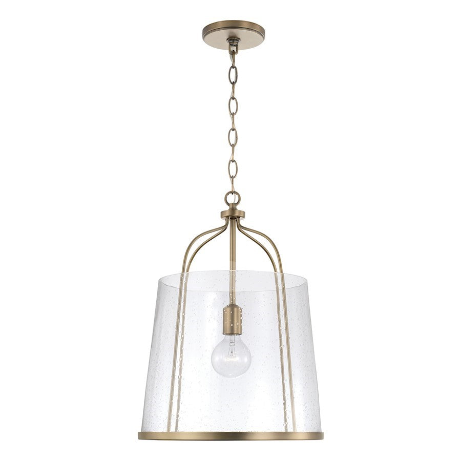 OPEN BOX: Capital Lighting Madison 1-Lt Pendant, Aged Brass/Seed - 347011AD