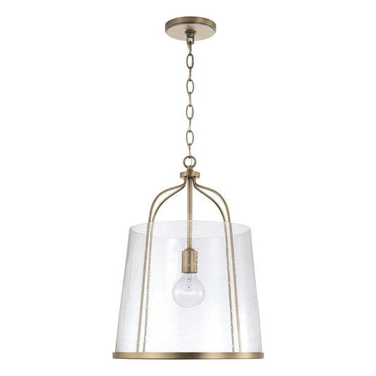OPEN BOX: Capital Lighting Madison 1-Lt Pendant, Aged Brass/Seed - 347011AD