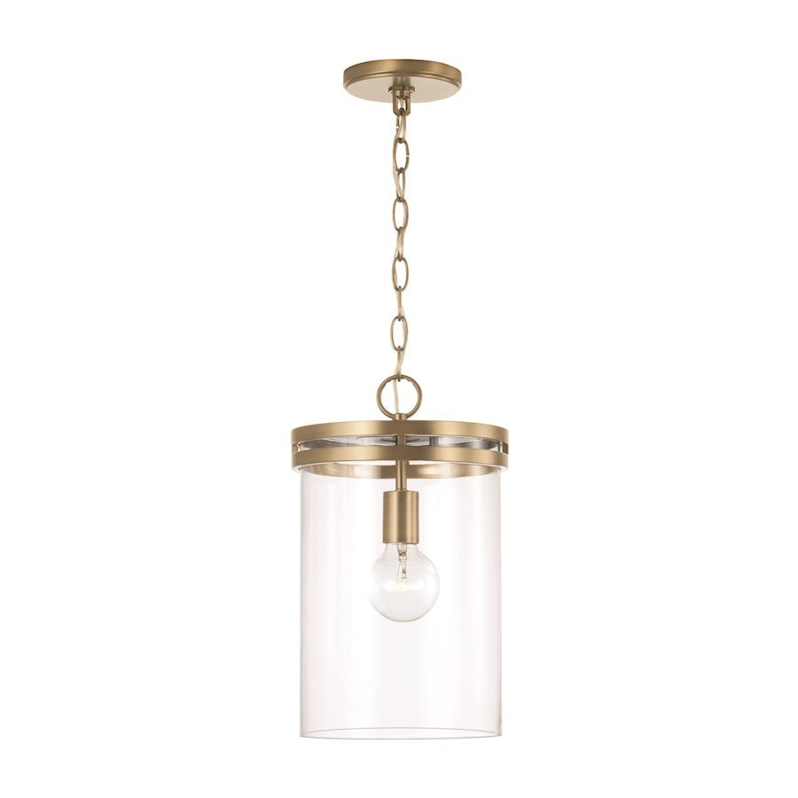 OPEN BOX: HomePlace Lighting Fuller 1 Light Pendant, Brass/Clear - 348711AD