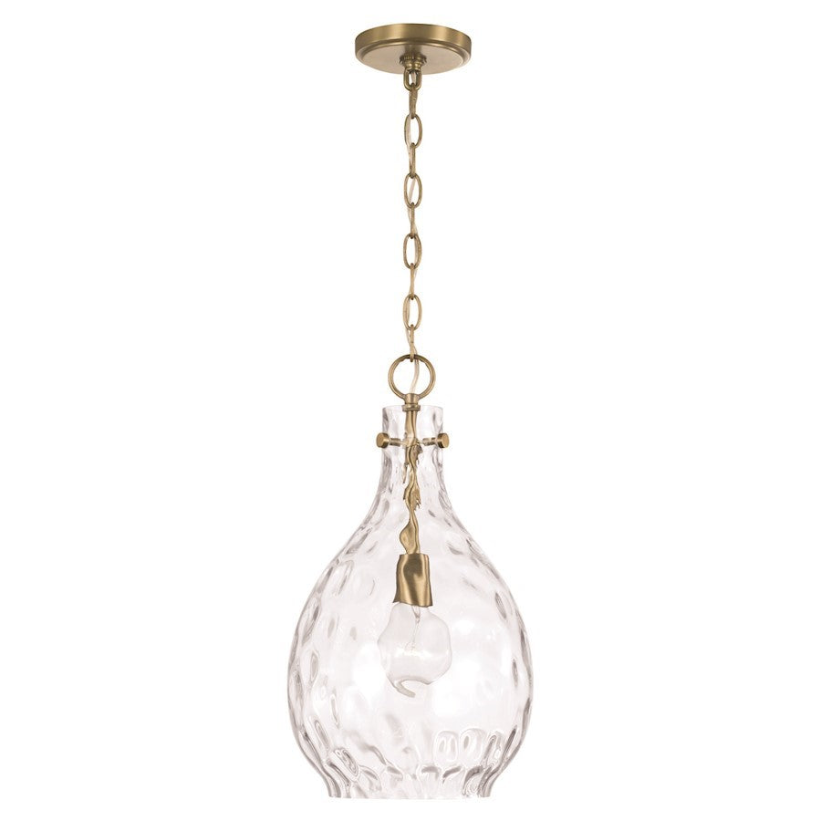 OPEN BOX: HomePlace Lighting Brentwood 1 Light Pendant, Brass/Water - 349012AD