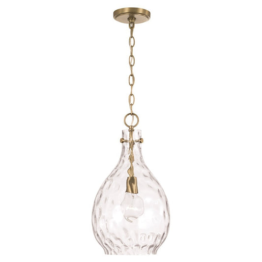 OPEN BOX: HomePlace Lighting Brentwood 1 Light Pendant, Brass/Water - 349012AD