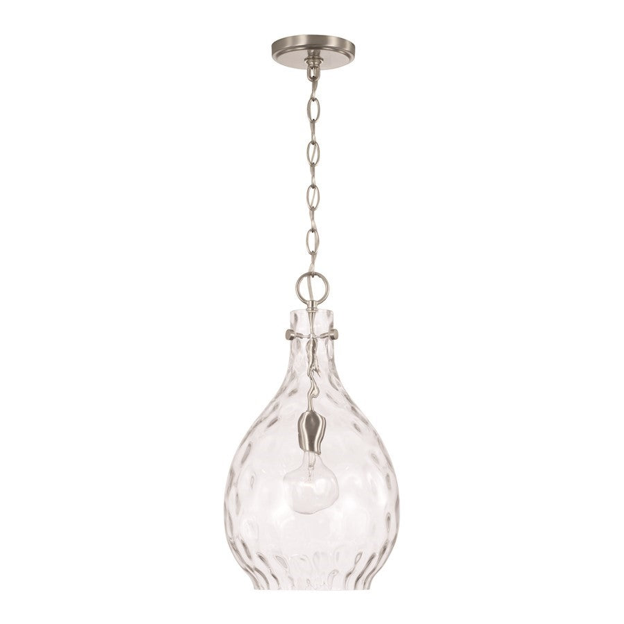 OPEN BOX: Capital Lighting Brentwood 1 Light Pendant, Nickel/Water - CL349012BN