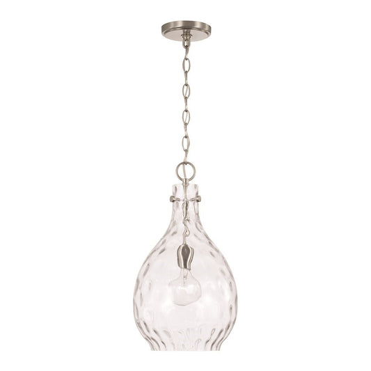 OPEN BOX: Capital Lighting Brentwood 1 Light Pendant, Nickel/Water - CL349012BN