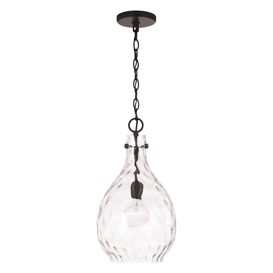 OPEN BOX: HomePlace Lighting Brentwood 1 Light Pendant, Black/Water - 349012MB