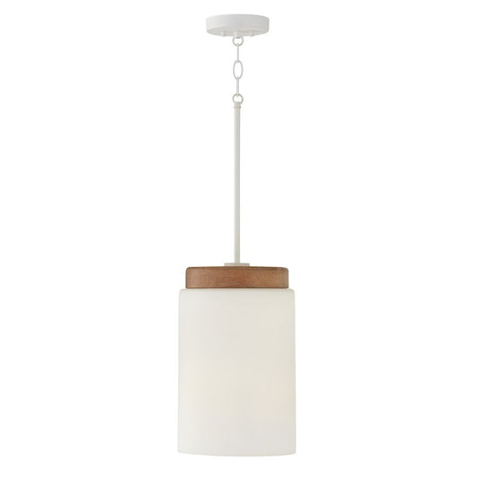 OPEN BOX: Capital Lighting Liam 1 Light Pendant, Light Wood/White - 350911LT