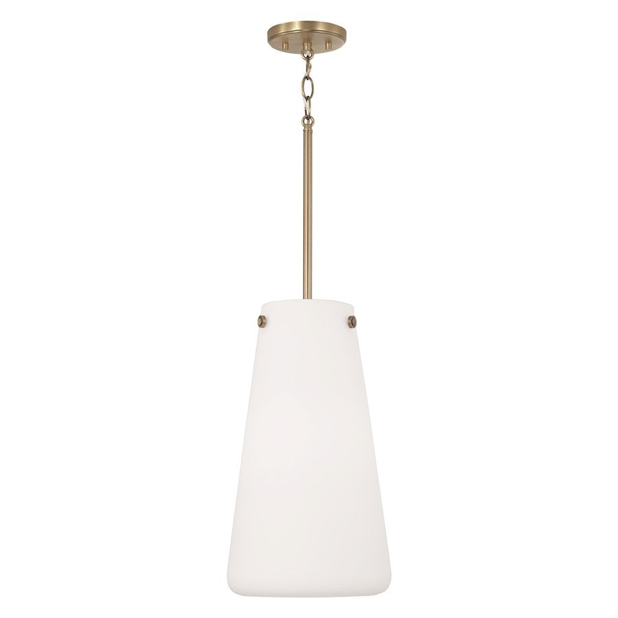OPEN BOX: Capital Averitt 1 Light Pendant, Aged Brass/White Glass - CL355211AD