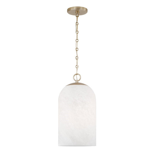 OPEN BOX: Capital Cleo 1-Lt 9" Pendant, Brass/Faux Alabaster - 355811MA-553