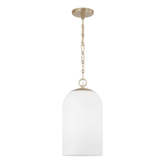OPEN BOX ITEM: Capital Cleo 1 Light 9" Pendant, Brass/White - 355811MA-554