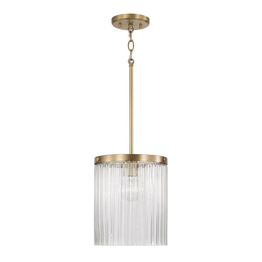 OPEN BOX: Capital Lighting Vaughn 1LT Pendant, Brass/Fluted - CL356211AD