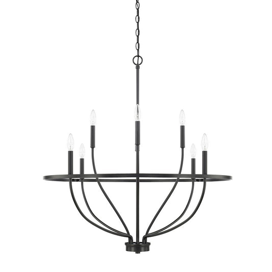 8 Light Chandelier, Black
