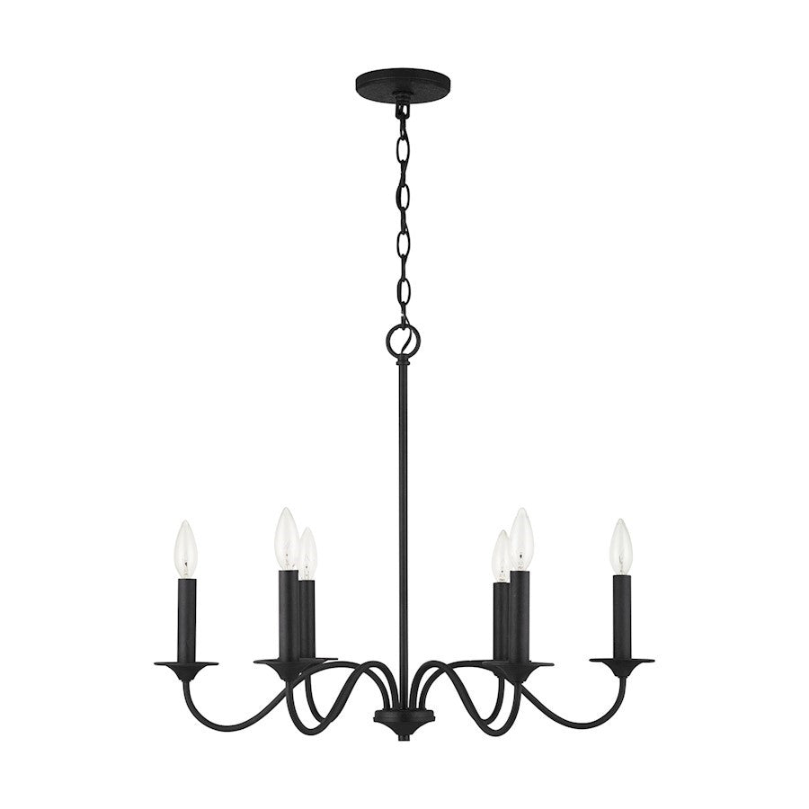 OPEN BOX: Capital Lighting Vincent 6-Light Chandelier, Black Iron - 437261BI